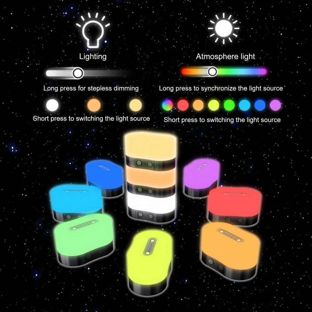 Atmosphere Light Rechargeable Color Changing Lamp with Type-C Detachable Decorative Light for Desk And Outdoor