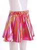 Girls Metallic Shiny Dance Skirt Elastic Waist A Line Miniskirt for Cheerleading Stage Performance