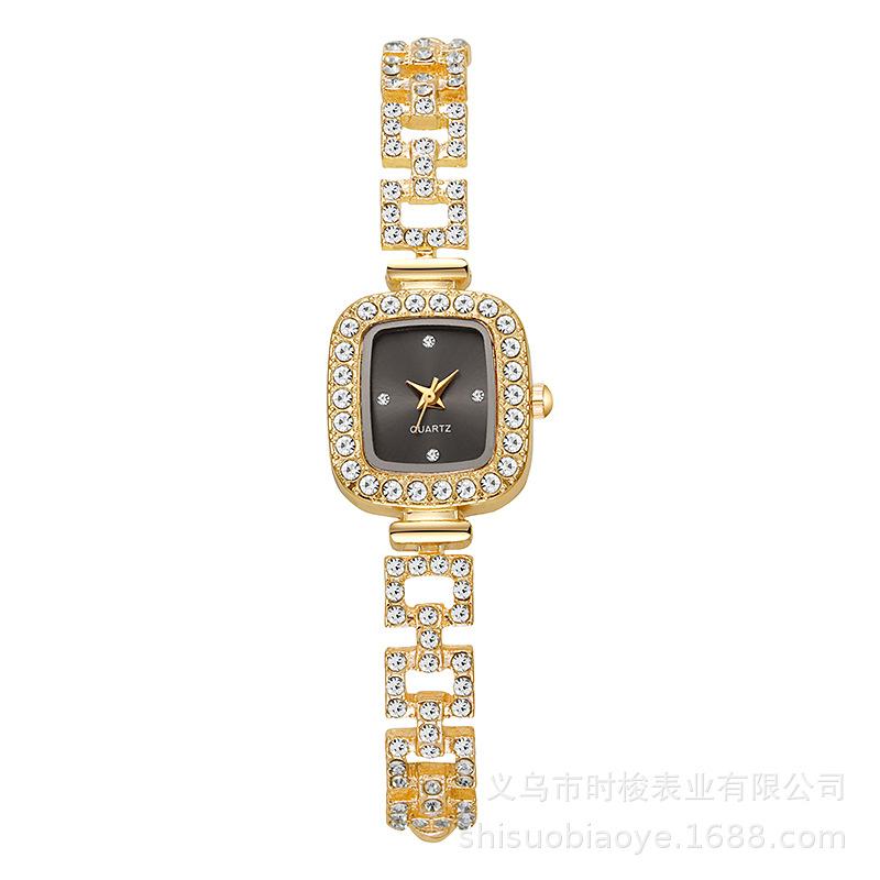 Luxury Rhinestone Bracelet Strap Women Watches Elegant Square Quartz Wristwatch Girls Clock Gift чёрный