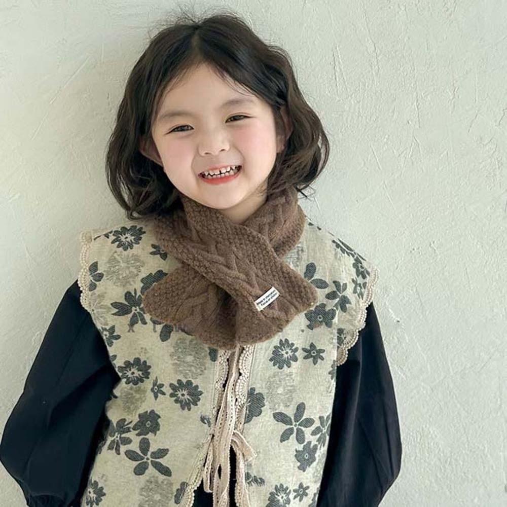 Trendy Children Knitted Scarf Elastic Winter Cross Muffler  for 2-8 Years Old