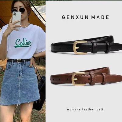 Women's Genuine Leather Thin Waist Belt - 2024 Fashion, Korean Style, Ideal for Jeans