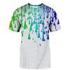 European and American Gradient Color Water Droplet T-shirt 3D Digital Printing Men's Short Sleeved Casual T-shirt