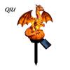 Seasonal Spooky Table Decoration Dragon Solar Garden Light, Halloween Night Resin Gothic Pumpkin Unique Gift for Lovers Statue, Medieval Fantasy