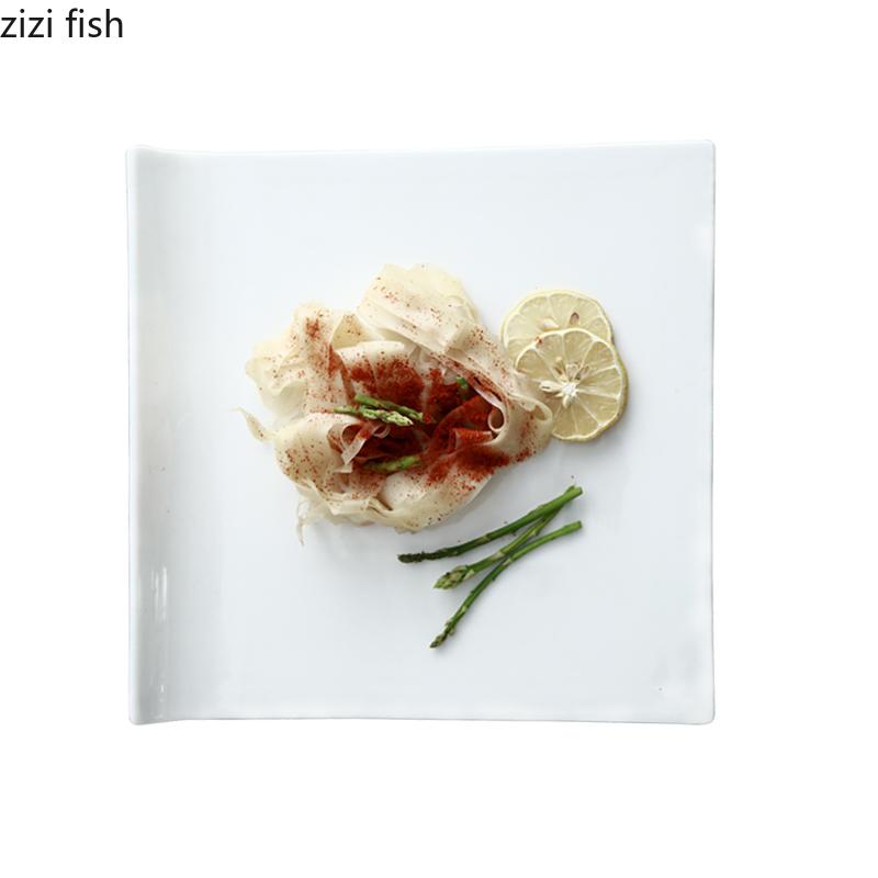 Simple Square Ceramic Pasta Steak Plate Sashimi Sushi Plates Home Kitchen Solid Color Tableware Cooking Dish Snack Desserts Dish