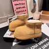 European Station Winter New Kapibara Matte Leather Thickened Snow Cotton Boots Bread Shoes Small Women's Shoes
