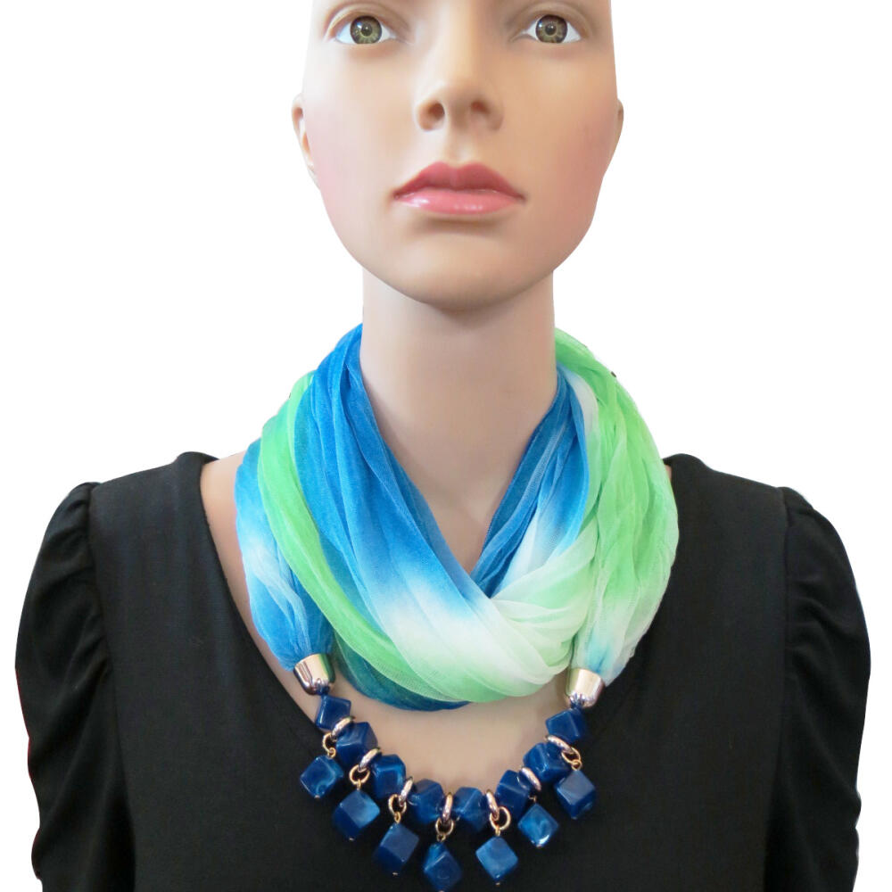 Summer Sunscreen Scarf Gradient Silk Scarf Scarf Resin Necklace Pendant Women's Jewelry Scarf