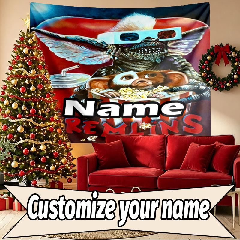 Custom Name Personalized Gizmo (Gremlins) Print Tapestry, Wall Art Decor, Bedroom, Dorm, Apartment, LivingRoom, Party Backdrop, Gift for Birthday