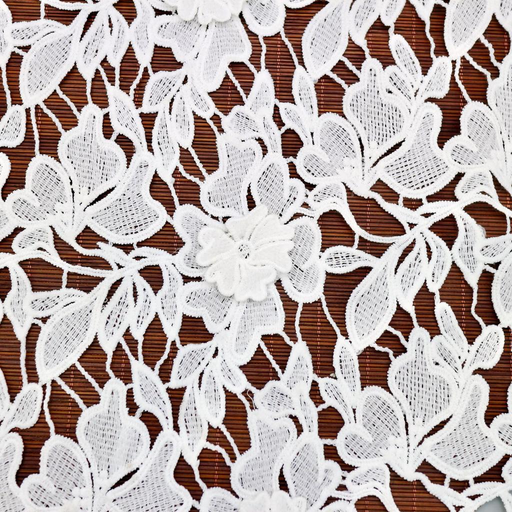 Double-Layer Three-Dimensional Flower Leaf Embroidery Lace Water-Soluble Lace Fabric Diy Wedding Dress Children'S Clothing Fabric