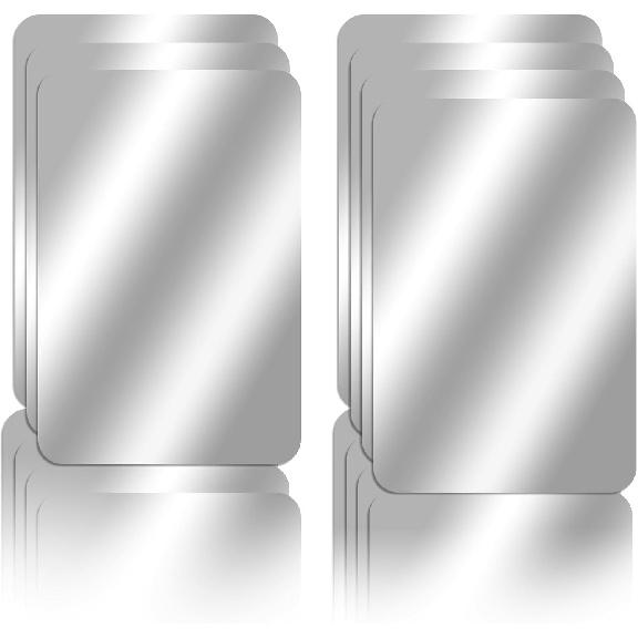 8Pcs School Shatter Proof Plastic Mirrors 4 x 6 Inch Self Adhesive Acrylic Mirror Small Flexible Mirror Sheets Wall Stickers Round Corners Double