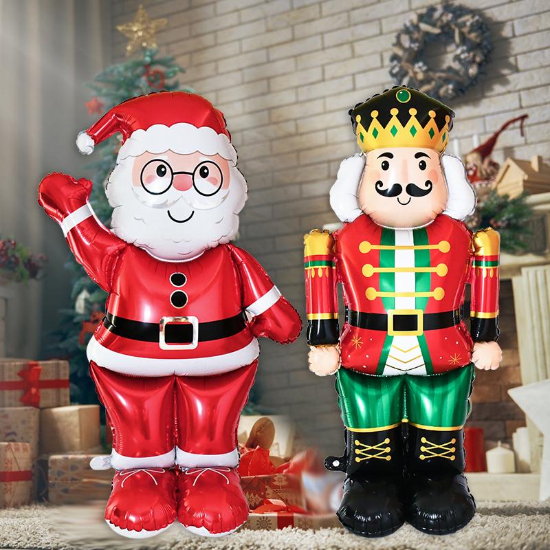 Large Standing Santa Claus Snowman Balloons Christmas Foil Balloon Decoration for Home 2025 New Year Party Supplies Kids Gift