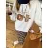 Kumikumi Sweet Style Bear Print round Neck Temperament Long Sleeve Sweatshirt Female Autumn Loose Versatile Casual Top