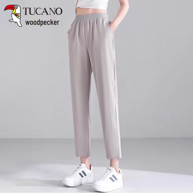 Woodpecker Women s Ice Silk High-Waist Cropped Straight Pants L