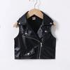 Prowow Children Vest Girls Sleeveless Zipper Coat Trendy Motorcycle Biker Jacket Faux Leather Kid Outwear Clothes