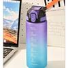 1000ml Gradient Matte Sports Water Bottle, Flip Straw Cup with Time Marker, Large Portable Plastic Jug for Fitness & Outdoor