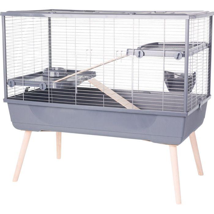 ZOLUX Cage Grillagée Lapin Et Rongeur Sur Pieds 2 Étages - L. 99 X L. 54 X H. 92 Cm - NeoLife - Zolux Gris