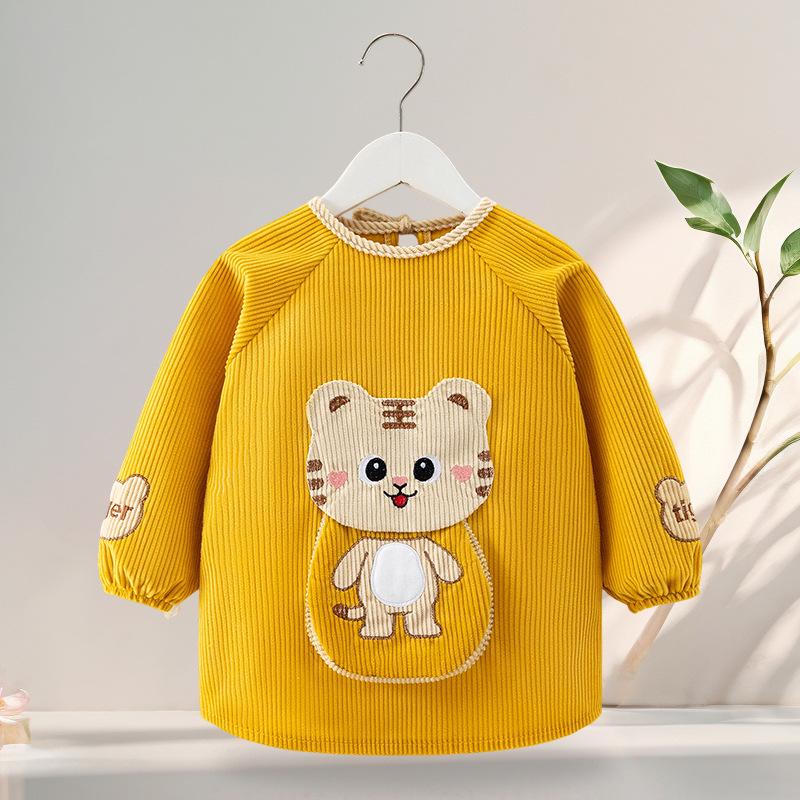 Waterproof Long-Sleeve Baby Coveralls: Anti-Stain Backwards Bibs for Boys & Girls - Perfect for Mealtime in Autumn & Winter.
