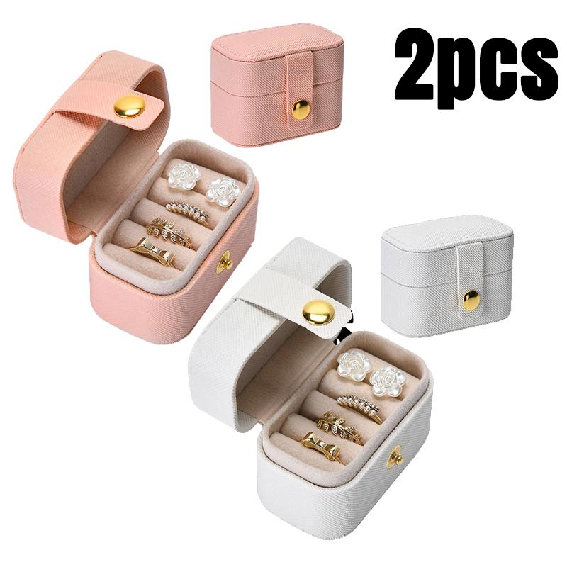 Mini Jewelry Ring Storage Box Portable Women Jewelry Organizer Case Jewelry Box Leather Travel Small Cute Earring Jewelry Box