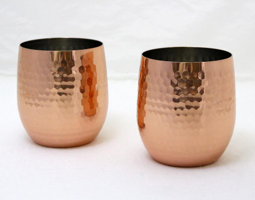 Castle Enterprise Asahi's "Kokoro No Kiwami" Pure Copper Rocks Cups (2-Piece Gift Set) In Gift Packaging