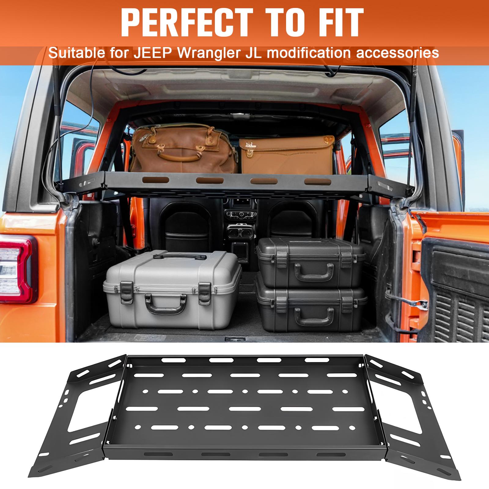 Rear Trunk Cargo Rack Basket Tray Compatible for Wrangler JL 300 LBS Capacity Interior Trunk Storage Rack for Camping Gear United States