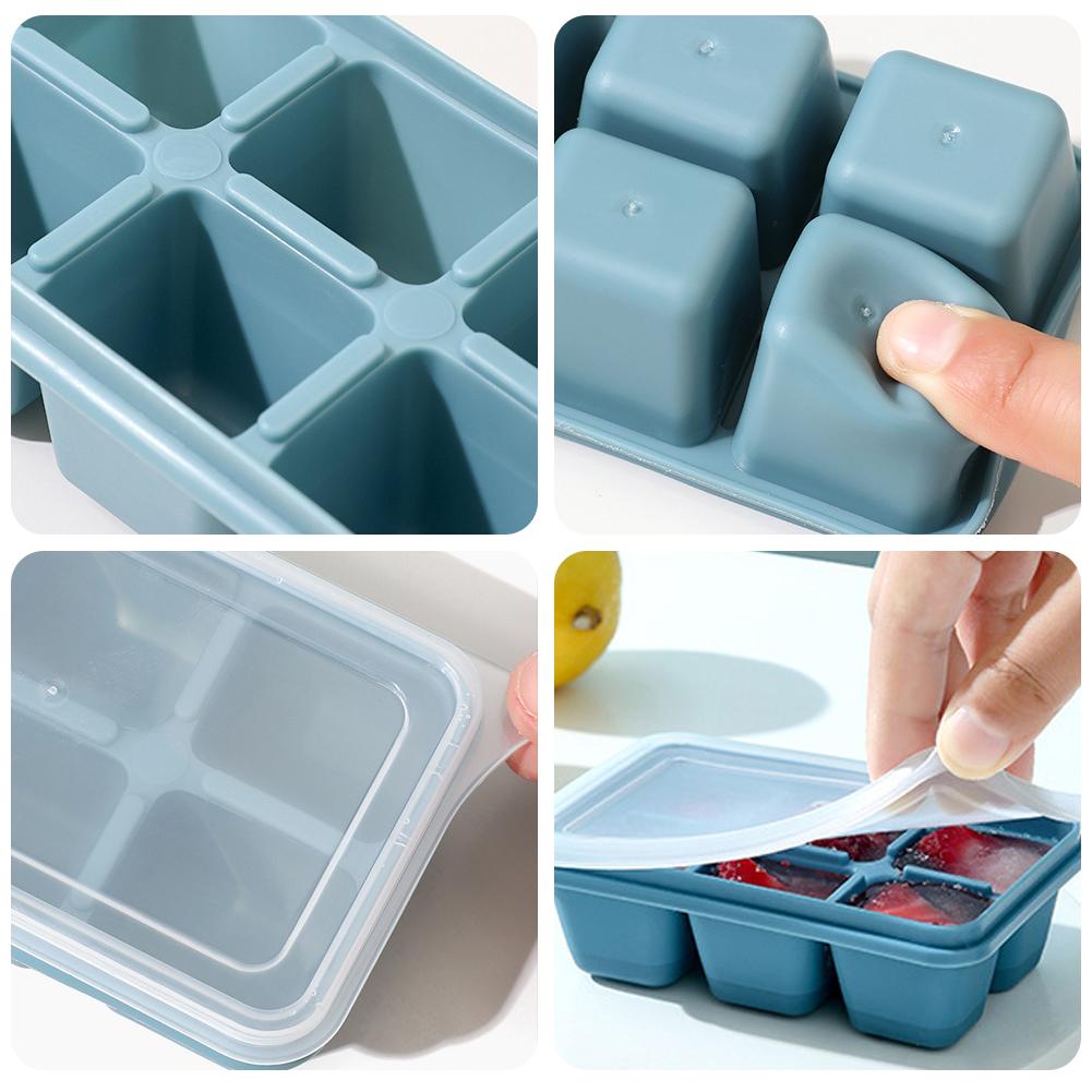 6 Grid Reusable Ice Cube Molds Easy To Take Off Ice Tray Refrigerator Icebox for Summer Juice Drinks Wine Cocktails Whiskey