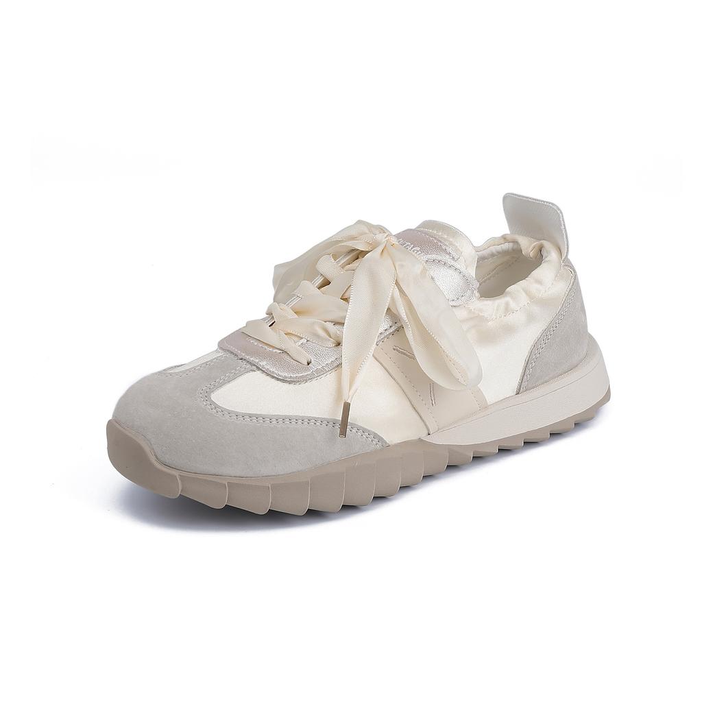 Cowhide version~ Grape mother with the same inner height increase Forrest Gump shoes lace-up flat ballet style versatile sports and leisure shoes wome