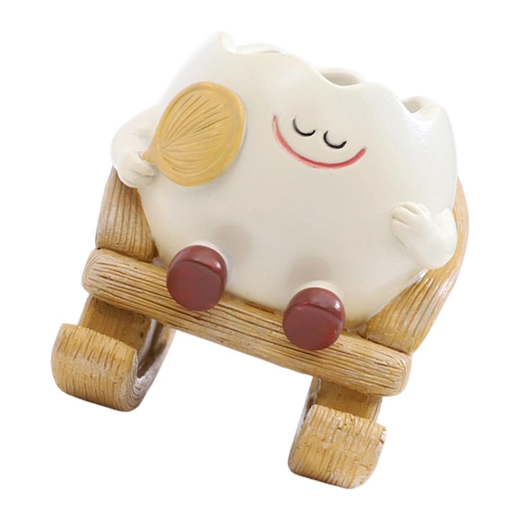 Cute Sit Rocking Chair Succulents Flower Pots with Drain Hole Smile Faces Planter Pot, Cartoon Resin Pot for Indoor