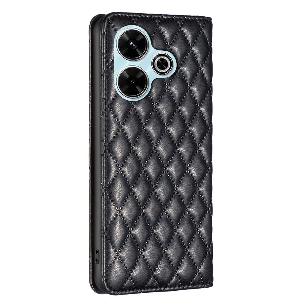 BINFEN COLOR BF Style-16 For Xiaomi Redmi 13 5G/13 4G/Poco M6 4G Case Leather Phone Cover Rhombus Grid