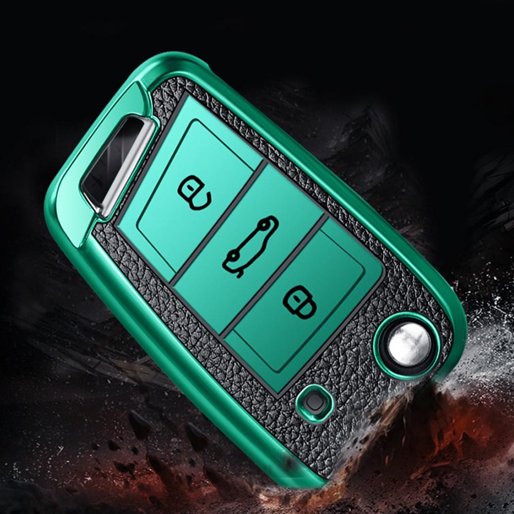 TPU Leather Car Flip Key Remote Case Shell Cover for VW for Volkswagen MK7/GTI 7/Golf 7/Golf R for Skoda Octavia A7 SEAT zr5
