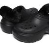 Crocs Stomp Line Clogs Fur Indoor Shoes Black 208546 001
