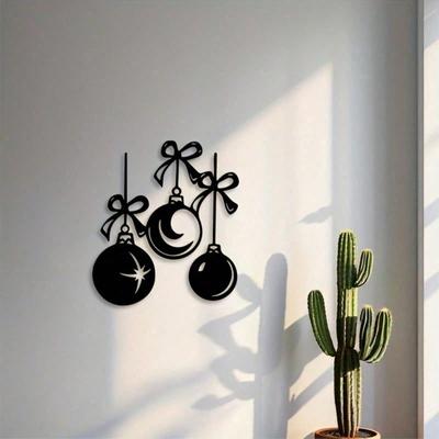 Vintage Matte Black Metal Wall Art Christmas Ornament Hangers Decorative Bows Indoor Outdoor Holiday Decor Fireplace Gift Home Modern Room Bedroom