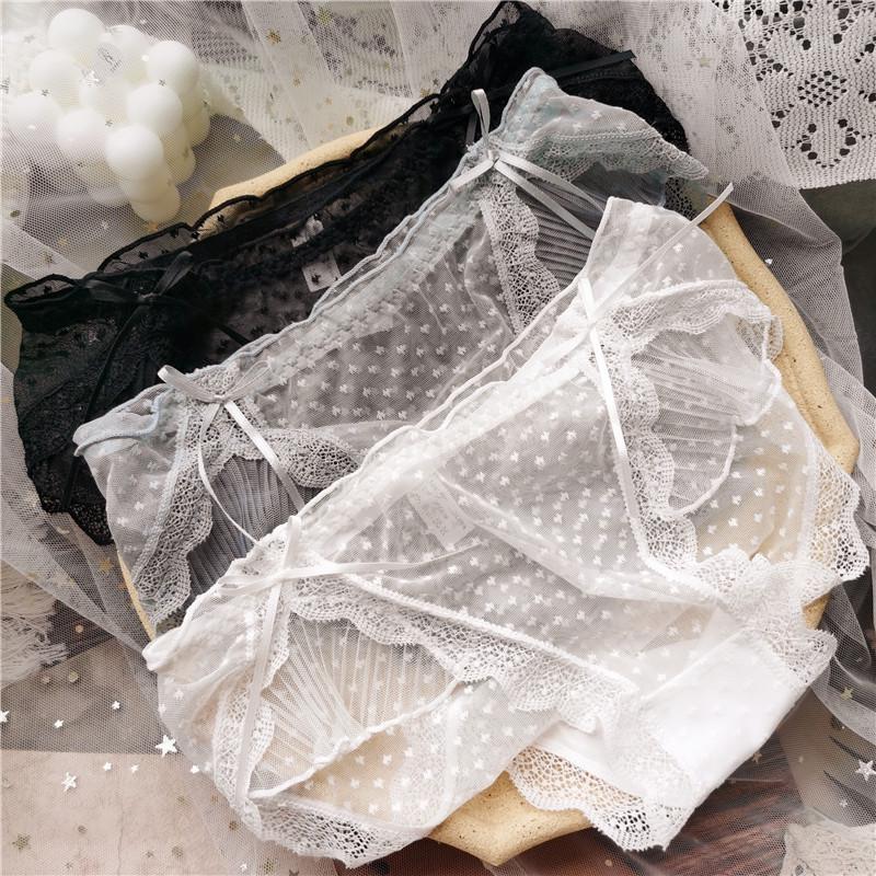 Sweet Ruffles Mesh Low-Rise Panties - Cute & Sexy with Curled Eyelash Design