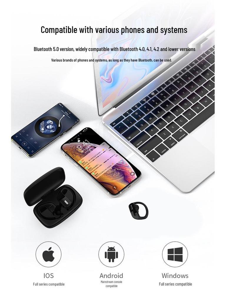 IPX5 Sports Ear-hook TWS Bluetooth 5.3 Earbuds with Digital Display Case