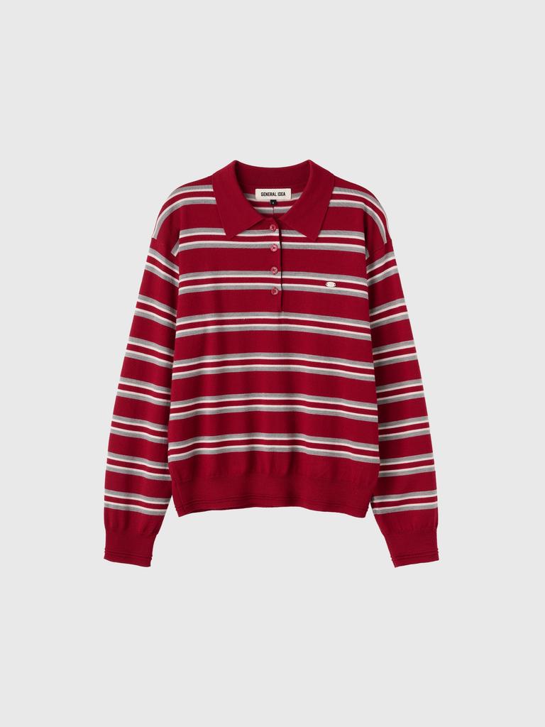 General Idea Multi-Stripe Loose Collar Knit [Red] / Wbe1L05503