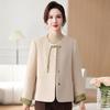 New Chinese Style Pleated Autumn Jacket for Middle-Aged Women