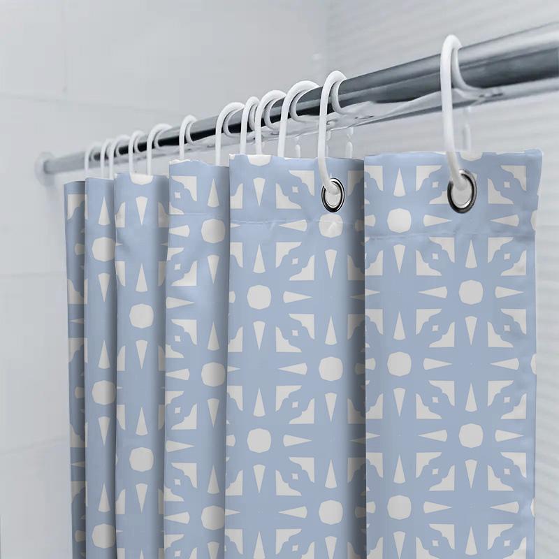 Blue White Shower Curtain With Snowflake Pattern, Perfect For Bathroom Decor Extra Long Size For Bathtub Or Stand-Up Shower Encl