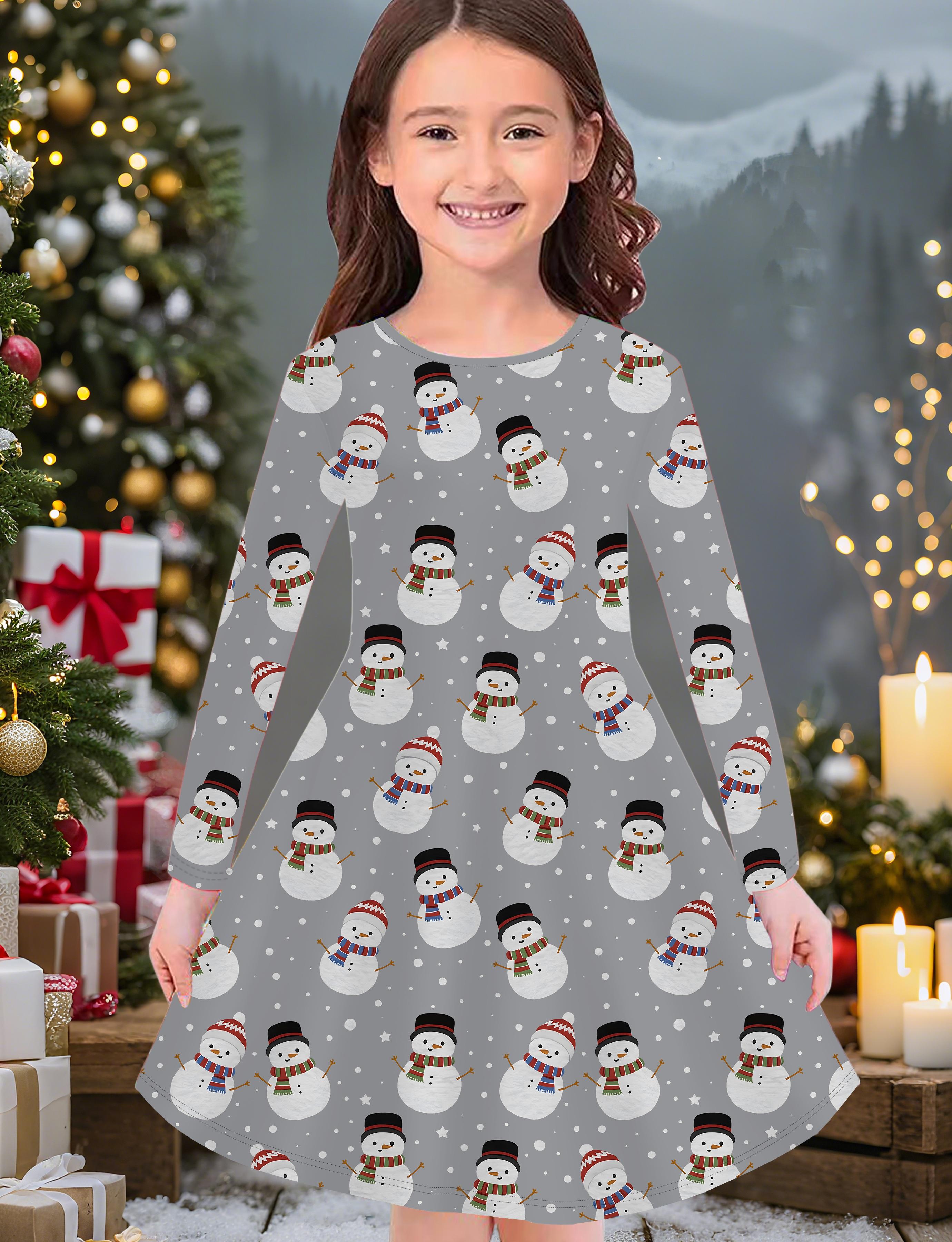 

Модное осенне-зимнее платье для девочек, 3D Рождественский принт, Круглый вырез, Длинное детское платье-футболка, Повседневное универсальное, Рождественская одежда 170 серый