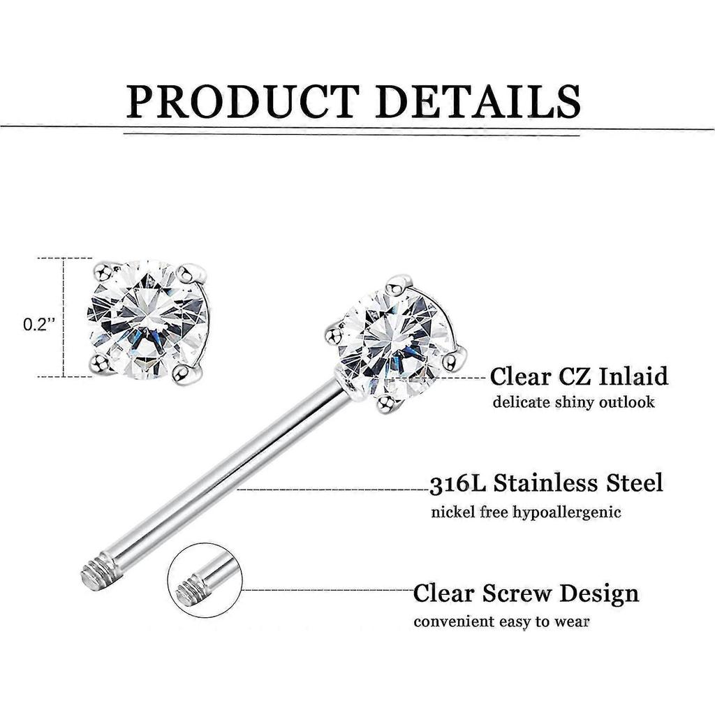 Katea 2 Pairs 316l Stainless Steel Nipple Rings Barbell Crystal Ball Piercing Nipple Cz Tongue Rings 14g S