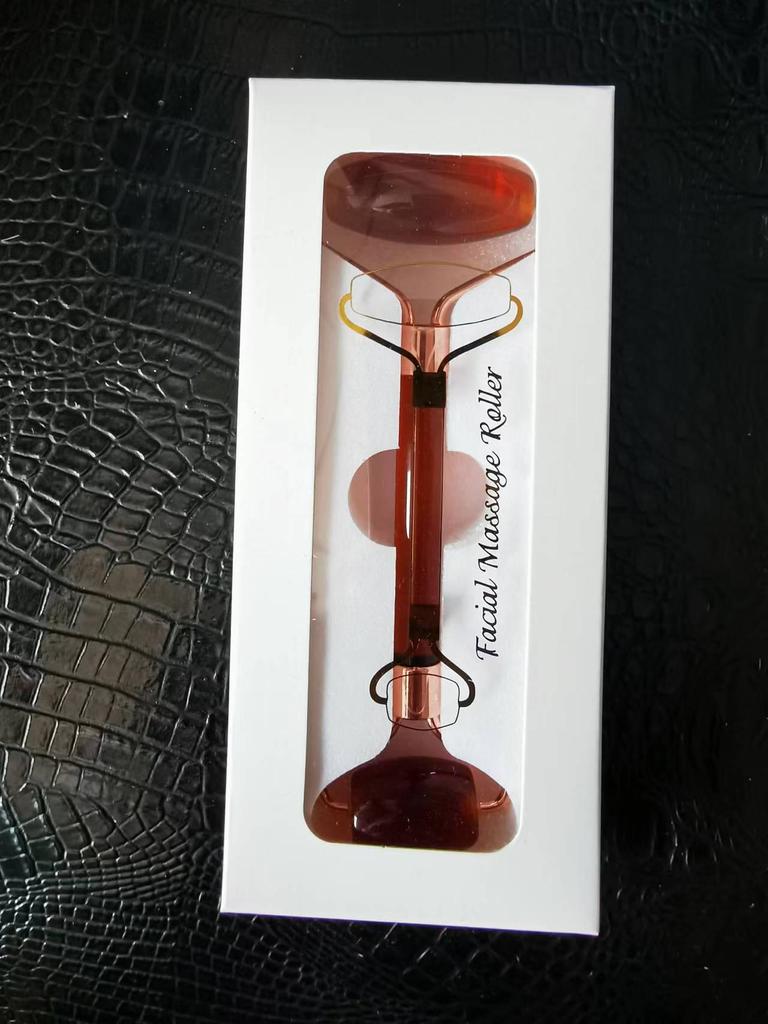 Podwójny wałek jadeitowy i skrobak Gua Sha do masażu twarzy dla relaksu i liftingu