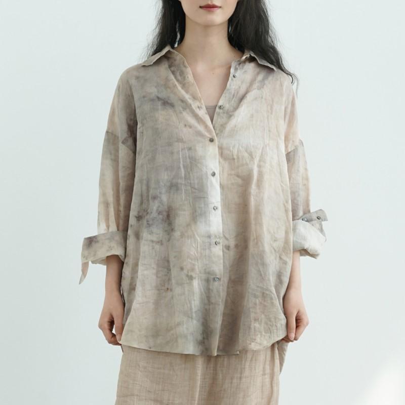Johnature Women Vintage Shirts Tops Turn-down Collar Long Sleeve High Quality Blouses Spring Loose Shirts
