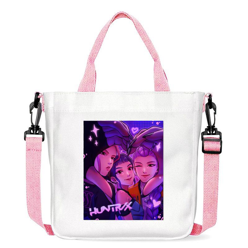 Spot KPOP Demon Hunter Group Printed Canvas Bag Fashion Shoulder Bag Portable Work Commuter Messenger Bag CLE