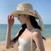 Breathable Flower Fisherman Cap Large Brim Wide Brim Sun Hat Fashion Lace Bowknot Straw Hat  Beach
