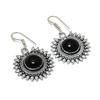 Natural Black Onyx Gemstone 925 Sterling Silver Jewelry Earring 1.58" RE-548