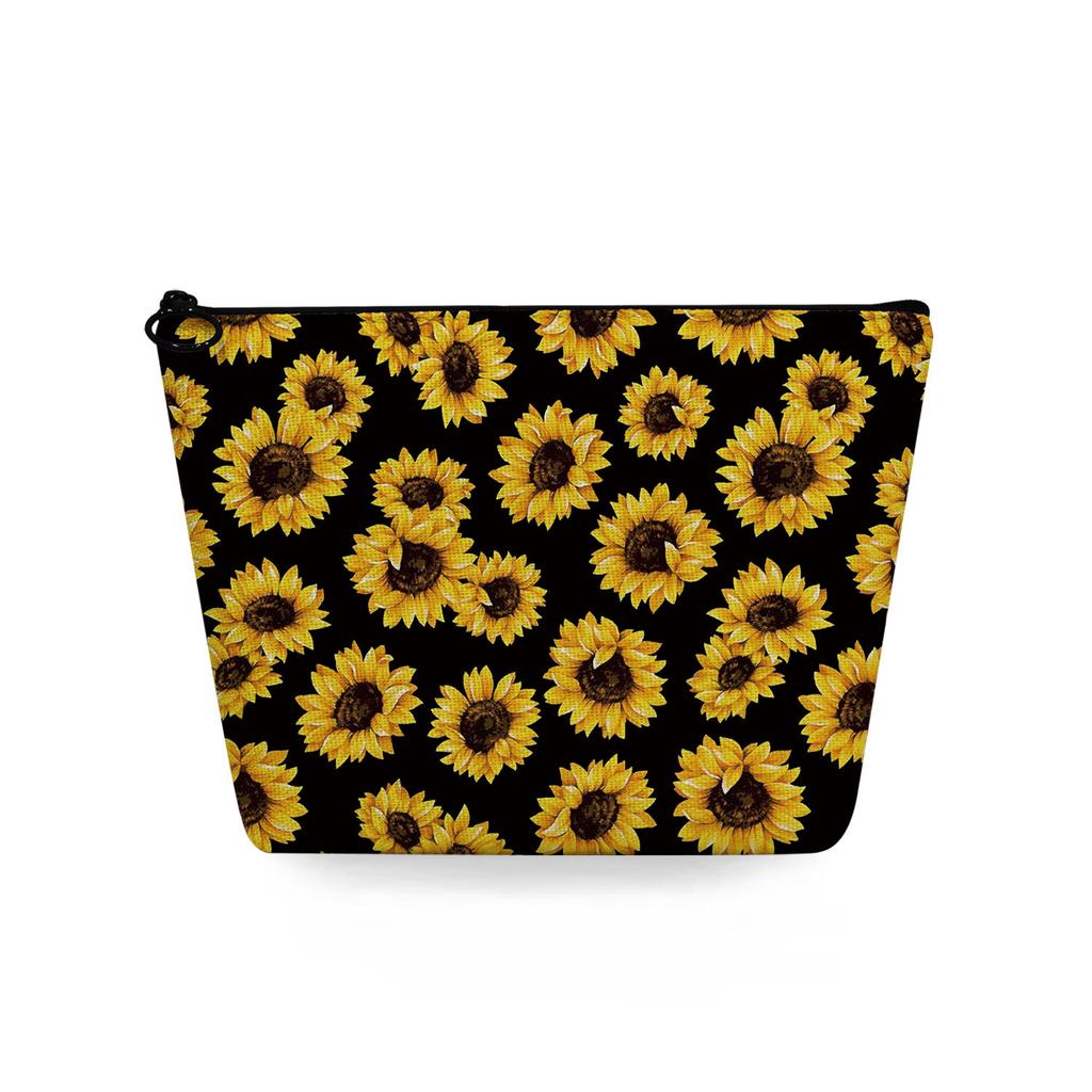 Women Sunflower Print Cosmetic Bag Toiletries Organize Travel Storage Case 6788