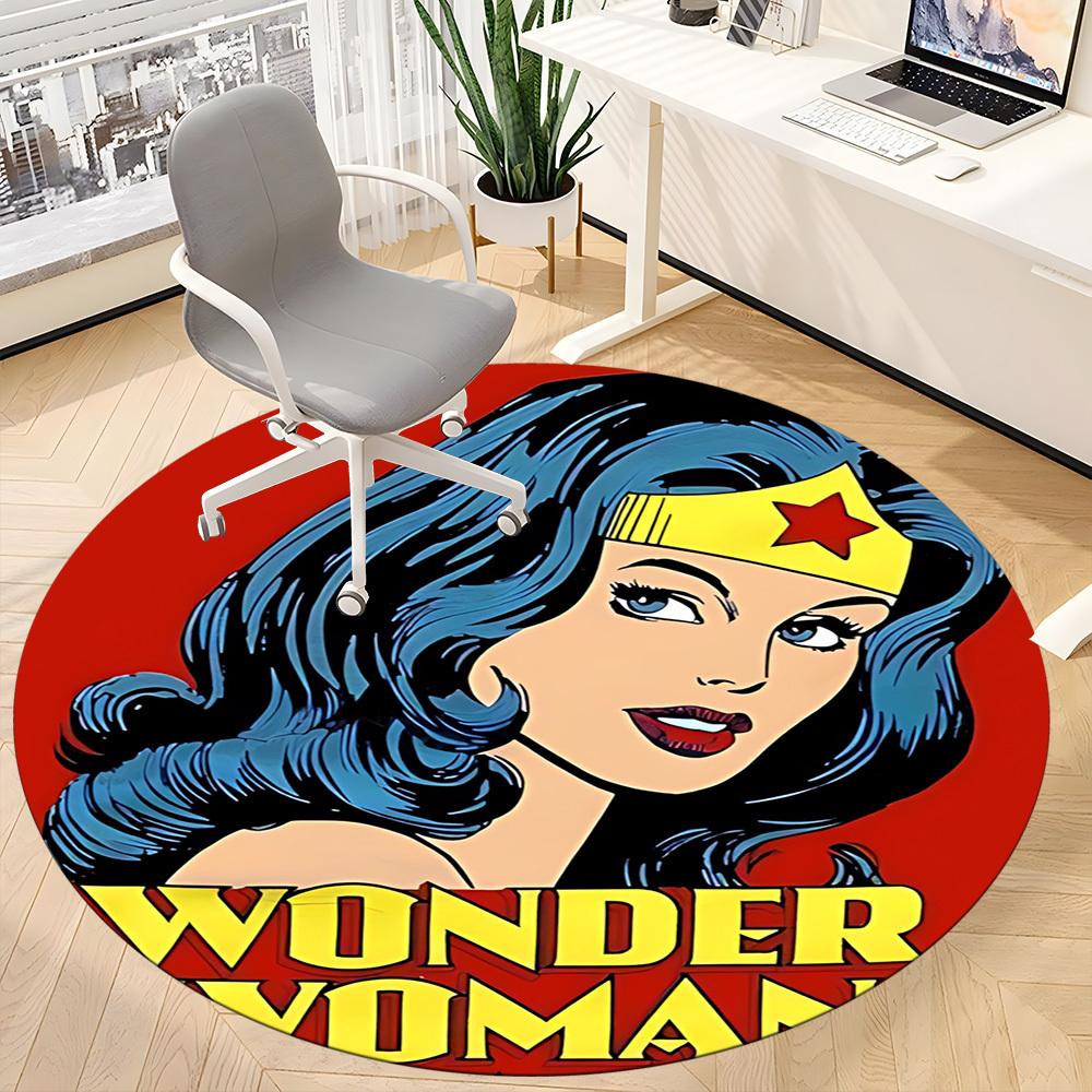 1pc Wonder Woman Office Round Area Rug, Under Office Chairs Bedroom Living Room Home Decor, Room Deco, Available in Various Sizes