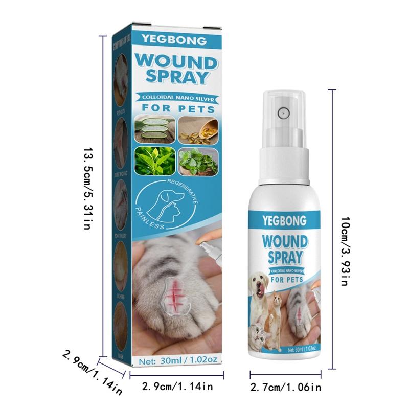 Spray Trattamento Cura Pelle Animali Sollievo Prurito per Pelli Sensibili Spray per Pulire Tagli Spray Riparazione Ferite Animali per Eruzioni Cutanee