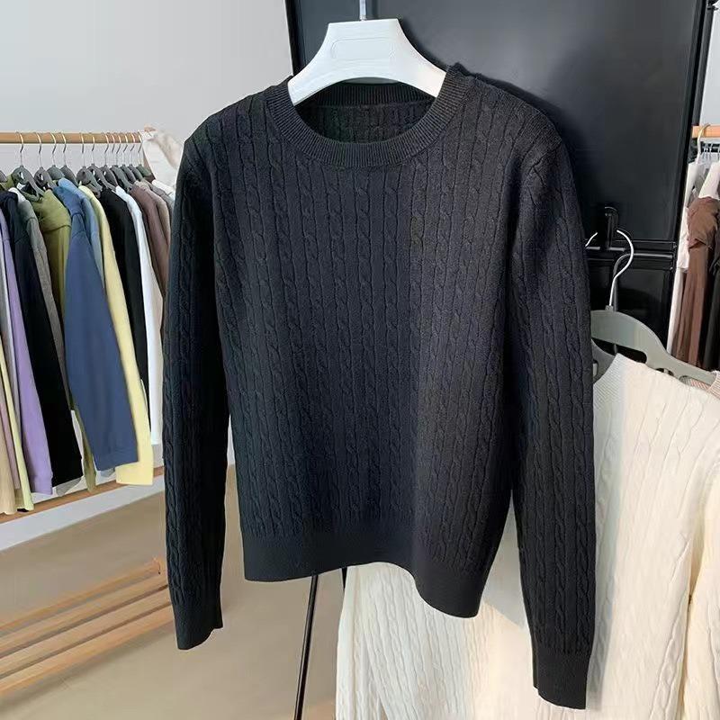 Simple Lazy Style Knitted Sweater Autumn and Winter Design Sense Twist Inner Bottoming Shirt Women's Age-reducing Top