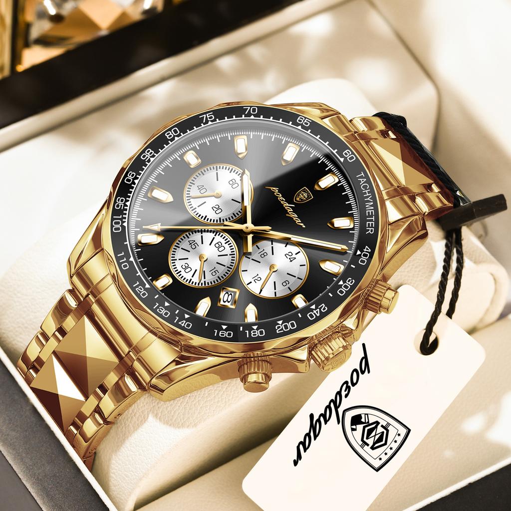 POEDAGAR Sport Men Watch Waterproof Luminous Chronograph Date Quartz Military Man Wristwatch Stainless Steel Men's Watches Reloj