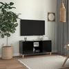 VidaXL TV Stand with Solid Wood Legs Black 103.5x35x50 Cm