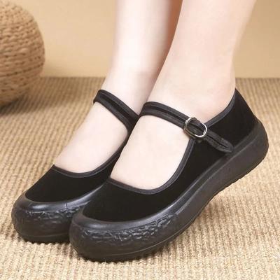Sapatos femininos novos de outono, casuais, respiráveis, bico redondo, sola grossa, sola plana, confortáveis, antiderrapantes, sapatos de caminhada, fivela