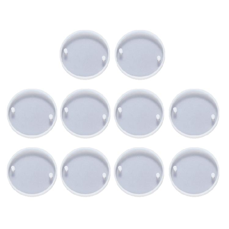 

10PCS Silicone Pendant Making Molds Double Hole Feature Round Shape Bag Charm Moulds Silicone Texture for Family Craft 1